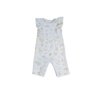 Pehr Romper Girl's 2T Organic Cotton Romper Nature Floral Mushrooms White Insect